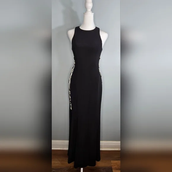 Jovani | Dresses | Jovani Black Backless Dress With Silver Accents